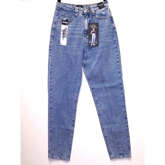 NWT Women's Mom Jeans Sz 0/24 Simple Society Must have Blue Ankle Darts distress - Picture 2 of 12